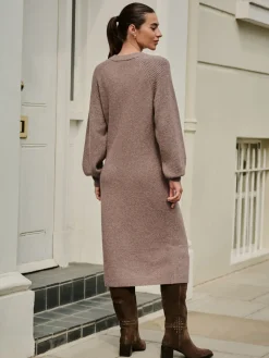 - Supersoft Ribbed Sleeve Knitted Midi Jumper Dress*Next Online
