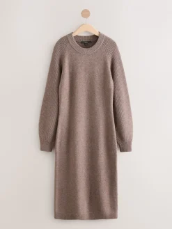 - Supersoft Ribbed Sleeve Knitted Midi Jumper Dress*Next Online