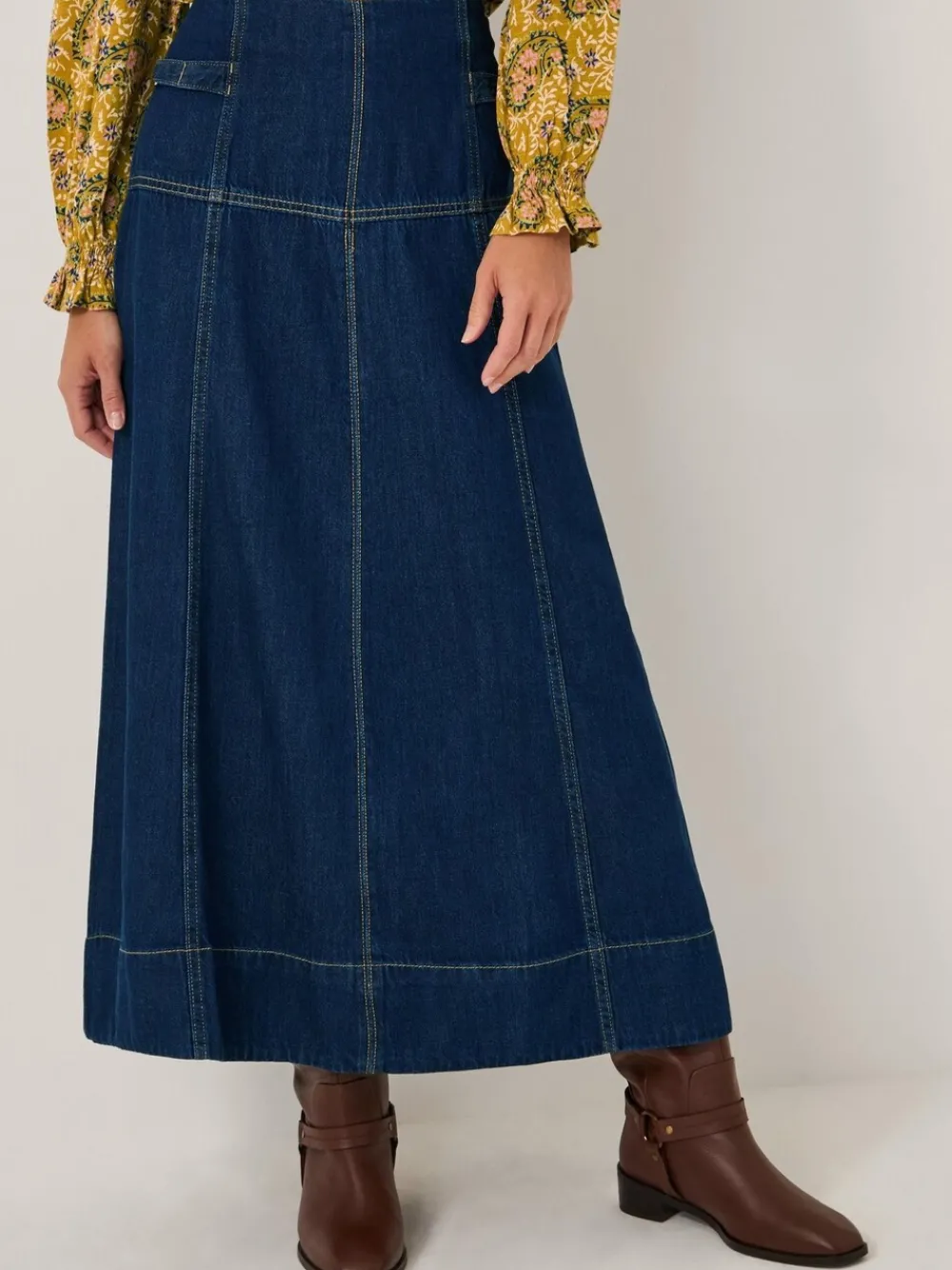 Brooke Seamed Denim Midi Skirt*Monsoon Sale