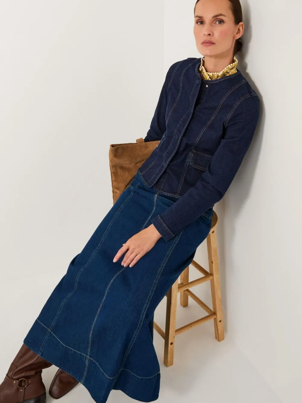 Brooke Seamed Denim Midi Skirt*Monsoon Sale