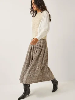 Carmen Check Pleat Midi Skirt*Monsoon Outlet