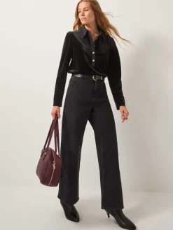 Clay Collar Stretch Velvet Blouse*Monsoon Sale