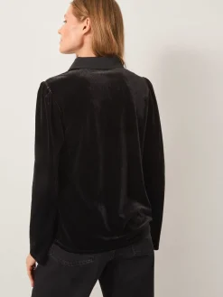 Clay Collar Stretch Velvet Blouse*Monsoon Sale