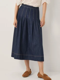 Darcie geplooide denim midirok*Monsoon New