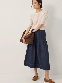 Darcie geplooide denim midirok*Monsoon New