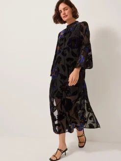 Giselle Sheer Floral Devoré Midi Dress*Monsoon Outlet