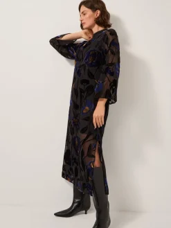 Giselle Sheer Floral Devoré Midi Dress*Monsoon Outlet