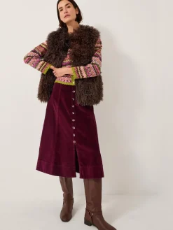 Jamie Button Corduroy Midi Skirt*Monsoon Outlet