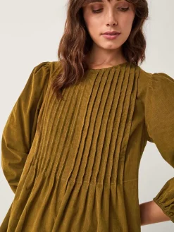 Joyce Pintuck Embroidered Corduroy Midi Dress*Monsoon Online