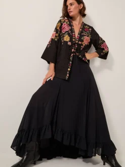 Maggie Tie-Front Embroidered Kimono Cover-Up*Monsoon Sale