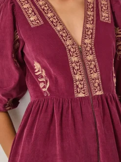 Mia Embroidered Corduroy Midi Dress*Monsoon New