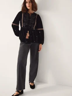 Noni Embroidered Velvet Long Sleeve Blouse*Monsoon Best