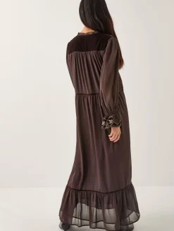 Nova Embroidered Yoke Chiffon Maxi Dress*Monsoon