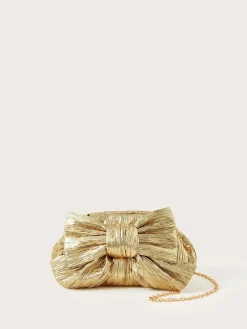 Tone Oversized Bow Metallic Bag*Monsoon