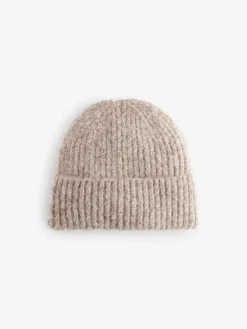 Moutkleurig - Geribbelde beanie-muts met wol*Next