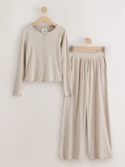 - Geribbelde pyjama met knopen*self. Outlet