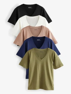 Multi - 5 Slouch T-shirts van katoenen Modal*Next Outlet