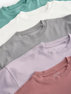 Multi - Verpakking van 5 100% katoenen boxy T-shirts met korte mouwen*Next Clearance