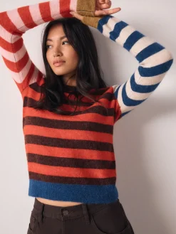 Multi Red/Blue Stripe - Trui met ronde hals en lange mouwen met wol*Next Sale