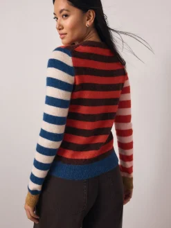 Multi Red/Blue Stripe - Trui met ronde hals en lange mouwen met wol*Next Sale