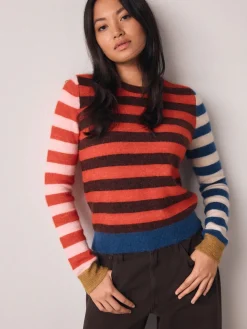 Multi Red/Blue Stripe - Trui met ronde hals en lange mouwen met wol*Next Sale