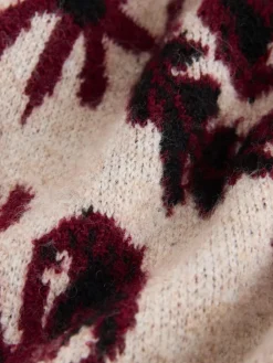 Naturel/Bordeauxrood - Statement trui met Paisley en ronde hals*Next Discount