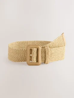 Naturel/goud - Brede riem met raffia-effect*Next Sale