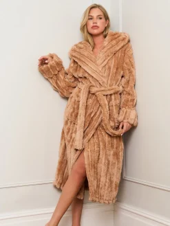 - Chocolate Ribbed Dressing Brown Gown*Jim Jam the Label Outlet