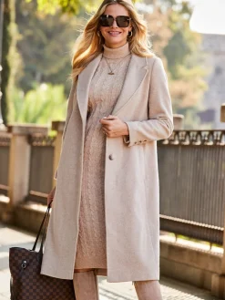 - - Eersteklas lange jas van wolmix*Sosandar Online