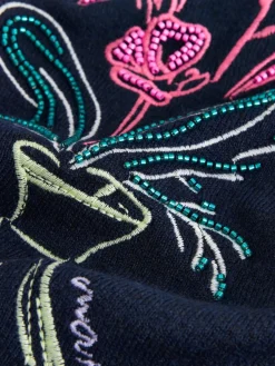 Navy Blue Floral Embellished - Superzachte trui met ronde hals en lange mouwen*Next New