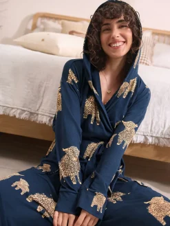 Navy Hamish The Highland Cow - Cosy Lightweight Dressing Gown*Next