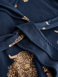 Navy Hamish The Highland Cow - Cosy Lightweight Dressing Gown*Next