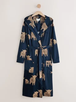 Navy Hamish The Highland Cow - Cosy Lightweight Dressing Gown*Next