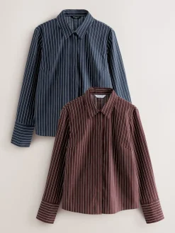 - Fitted Stretch Essential Long Sleeve Shirts 2 Pack*Next Outlet