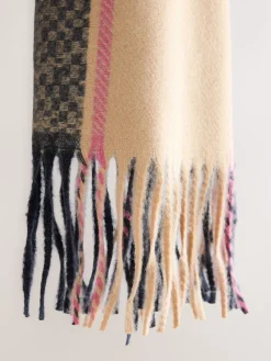 Navy Texture Check - Halfzware sjaal*Next