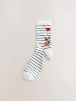 Navy/Grey Dog Heart - Set van 4 paar enkelsokken*Next Outlet