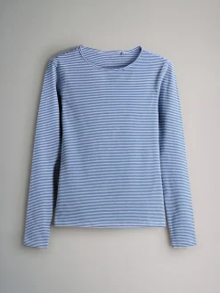 Navy/Light Blue Stripe/Red/Stone Brown/White - - 5 T-shirts met lange mouwen en ronde hals*The Set Sale