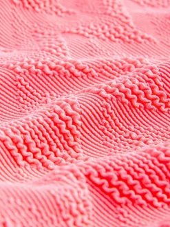 Neon koraalroze met textuur - Buikbedekkend badpak met ruime ronde hals*Next Outlet