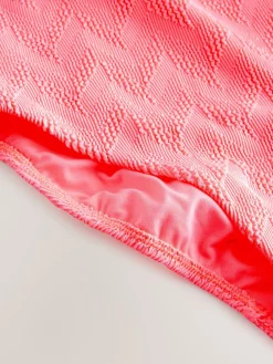 Neon koraalroze met textuur - Buikbedekkend badpak met ruime ronde hals*Next Outlet
