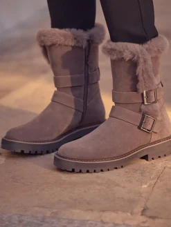 - Faux Fur Double Buckle Ankle Boots*Next Best