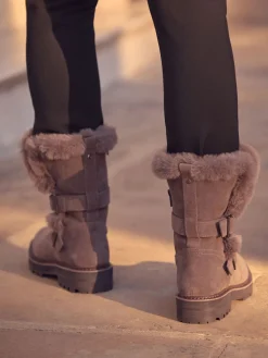 - Faux Fur Double Buckle Ankle Boots*Next Best