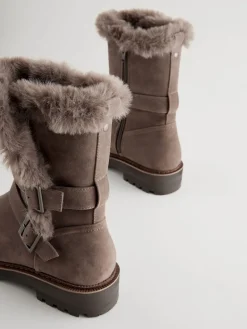 - Faux Fur Double Buckle Ankle Boots*Next Best