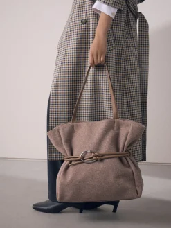 Nertsgrijs/bruin - Felt Belted Shoulder Bag*Next Discount