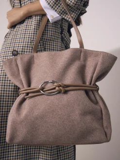 Nertsgrijs/bruin - Felt Belted Shoulder Bag*Next Discount