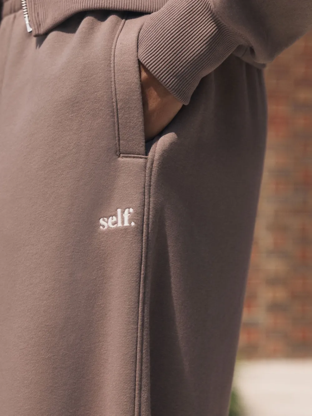 Nertsgrijs/bruin - joggingbroek met wijde pijpen*self. Online