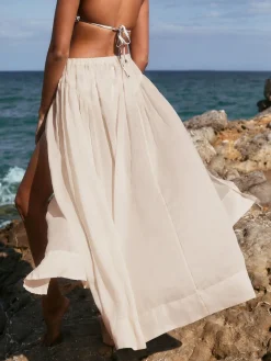 Neutraal - Beach Midi Skirt With Ramie*Next Clearance