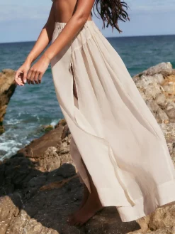 Neutraal - Beach Midi Skirt With Ramie*Next Clearance