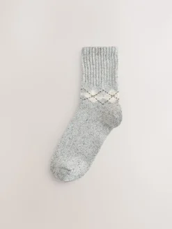 Neutraal argyle - Thermische enkelsokken van wol-zijdemix verpakking van 3*Next Sale