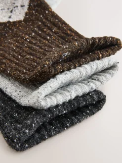 Neutraal argyle - Thermische enkelsokken van wol-zijdemix verpakking van 3*Next Sale