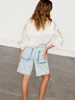Denim Scallop Pocket Long Shorts*Never Fully Dressed Discount